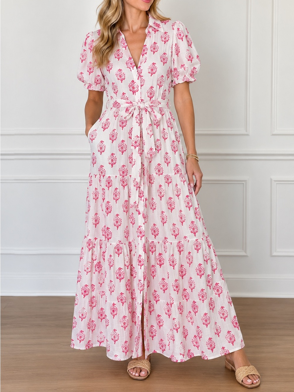 🌸 Roller Rabbit Pink Block Print Maxi Dress 🌸